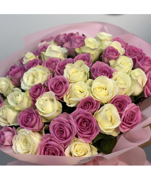 51 MIX PINK WHITE ROSE 55 CM 